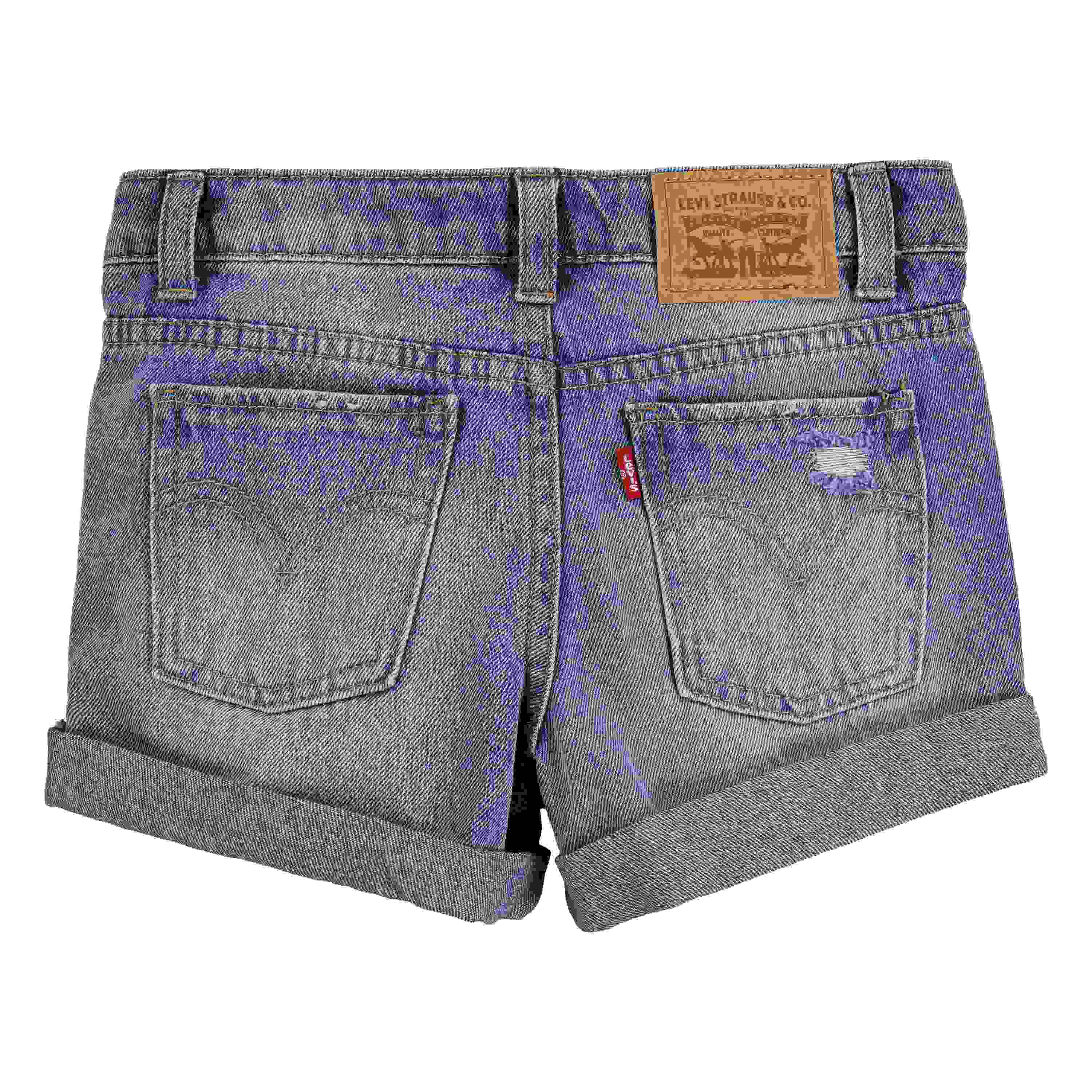 Levi's Girlfriend Fit Roll-Up Little Girls' Light Blue Wash Denim Shorty Shorts